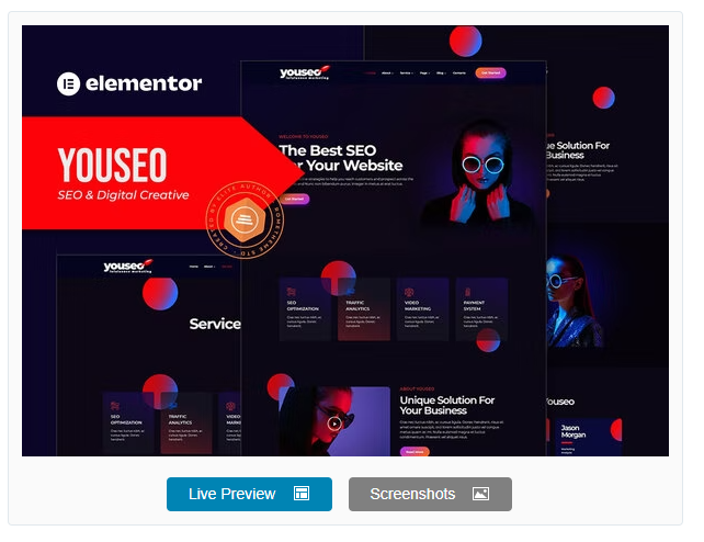 Youseo  SEO & Digital Creative Agency Elementor Template Kit