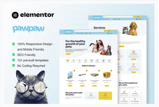 PawPaw – WooCommerce Pet Shop & Pet Care Elementor Template Kit download