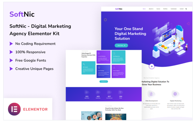 Softnic  Digital Marketing Agency Elementor Template Kit