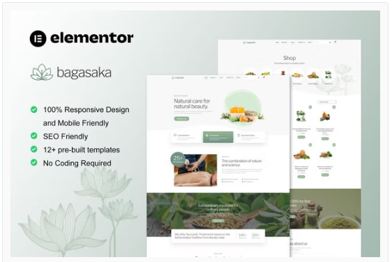 Bagasaka – Ayurveda Treatment & WooCommerce Store Elementor Pro Template Kit download