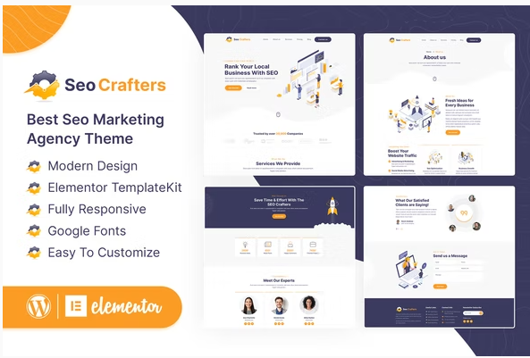 SEOCrafters  Marketing Agency Elementor Template Kit