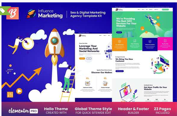 Influence Marketing – SEO & Digital Agency Elementor Template Kit download