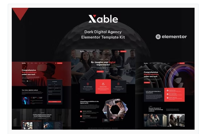 Xable  Dark Digital Agency Elementor Pro Template Kit 1.0