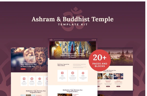 Vihara – Ashram & Oriental Buddhist Temple Elementor Template Kit download