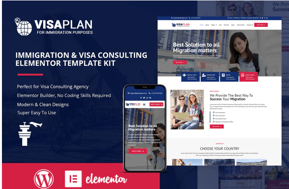 VisaPlan  Immigration & Visa Consulting Elementor Template Kit